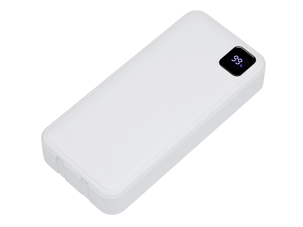 Внешний аккумулятор со встроенными кабелями Фрэйм Про, быстрая зарядка, 20000мач с логотипом Evolt | Print Logo