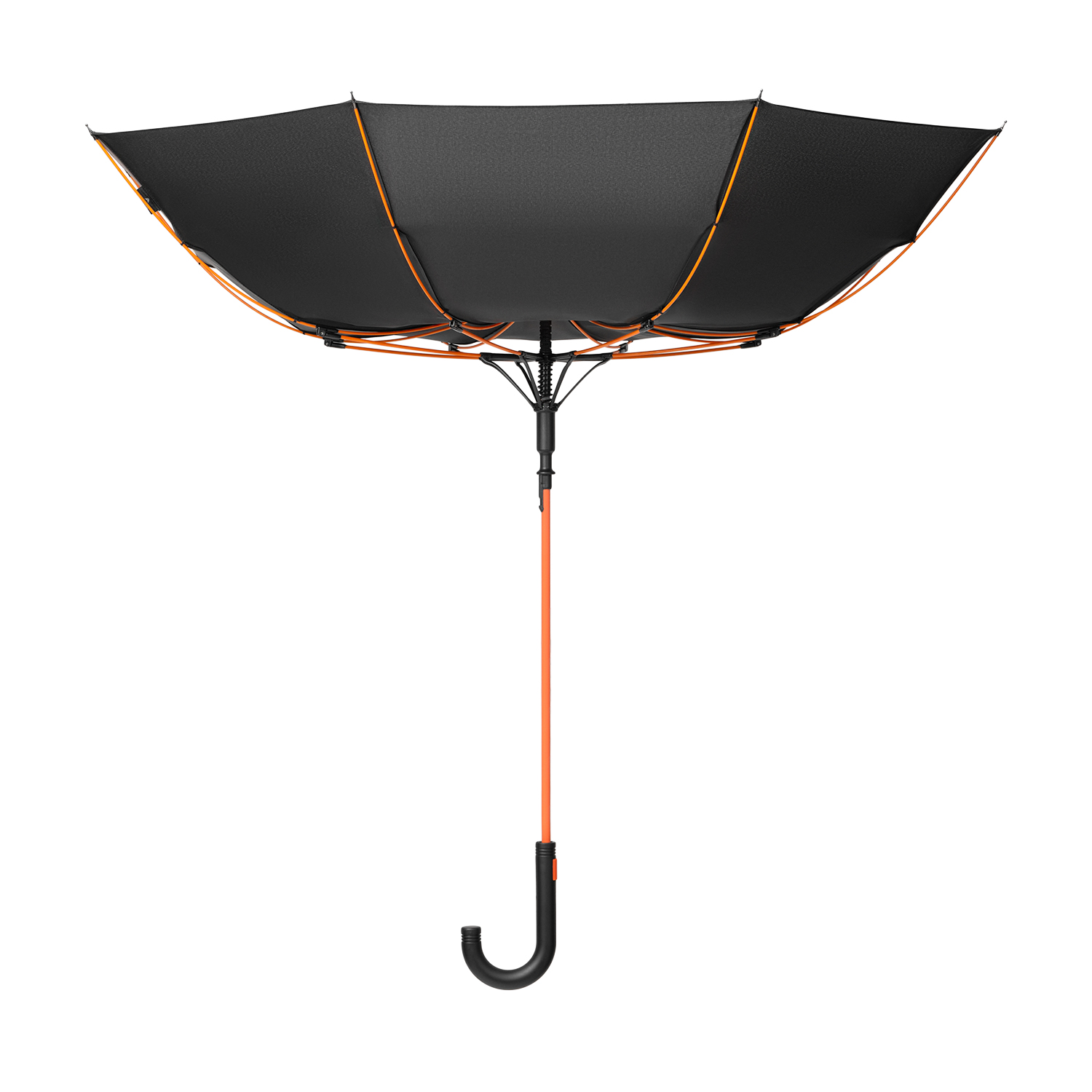 Зонт-трость Квантум (Quantum), черный/оранжевый