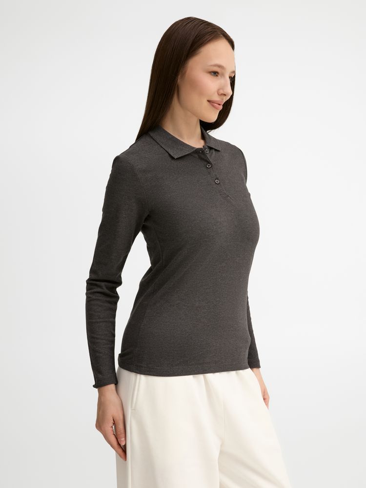 Рубашка поло женская с длинным рукавом Perfect LSL Women черный меланж, размер S