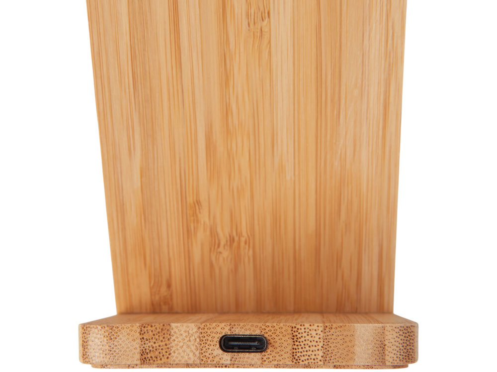 Беспроводное зарядное устройство 2-в-1 с подсветкой лого Reedia S4, 15 Вт, бамбук, черный
