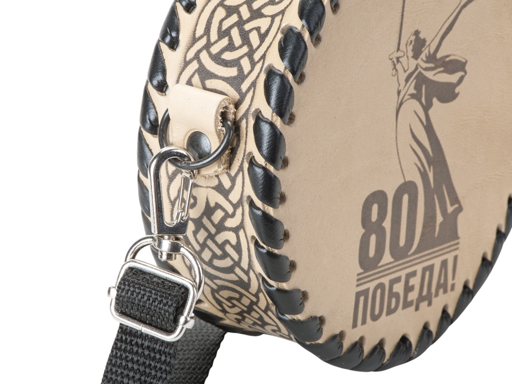 Фляга 504 (белая кожа), 0,5 л (круглая)