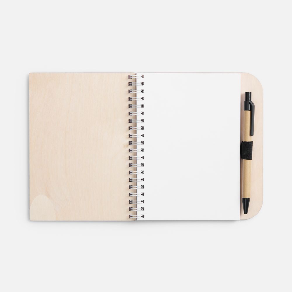 Блокнот на пружине Woodpad на заказ фото на сайте Print Logo.