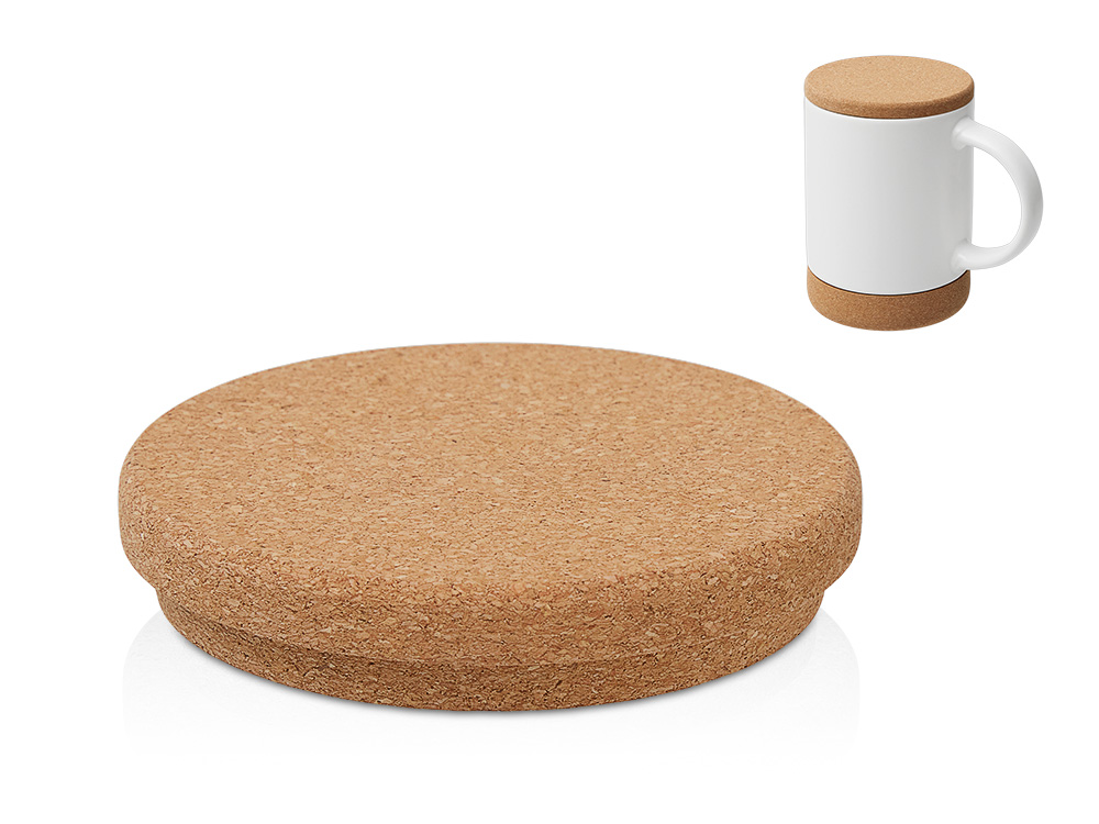 Кружка 450 мл с пробковым дном с крышкой Корк & Бон, черный