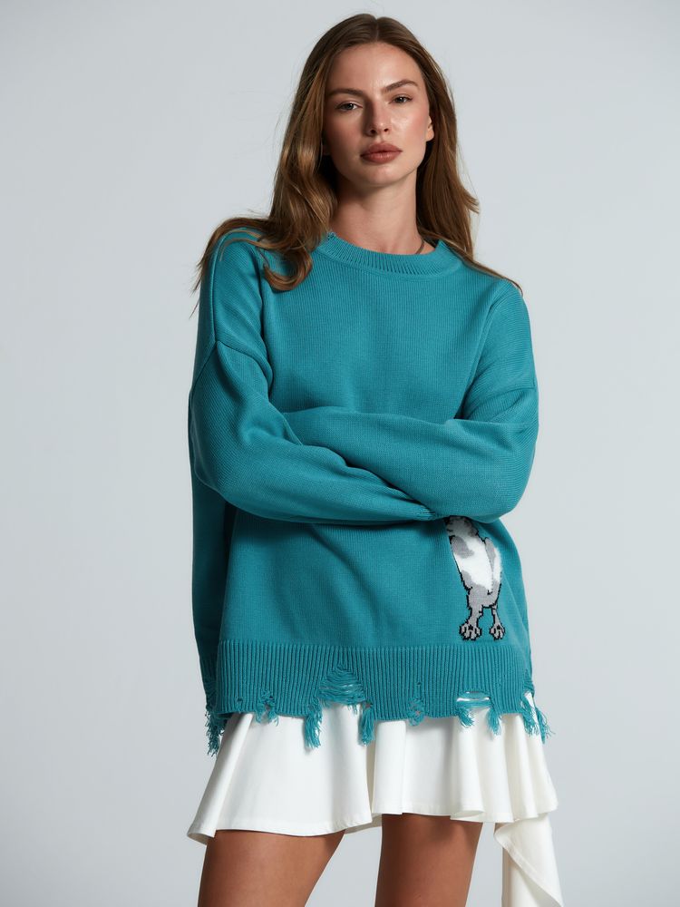 Свитер оверсайз Tricksy Net Grunge на заказ, акрил, размер S/M