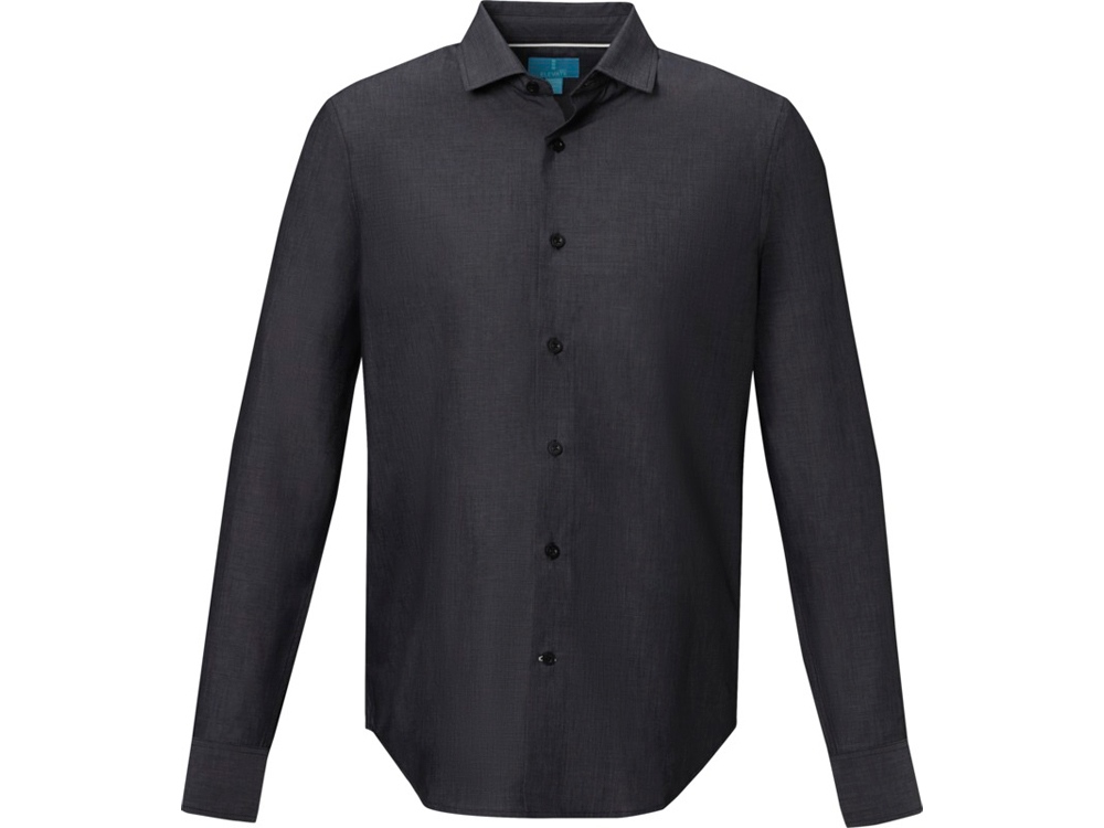 Cuprite Мужская рубашка с длинным рукавом, изготовленная из натуральных материалов, которые отвечают стандарту GOTS - сплошной черный