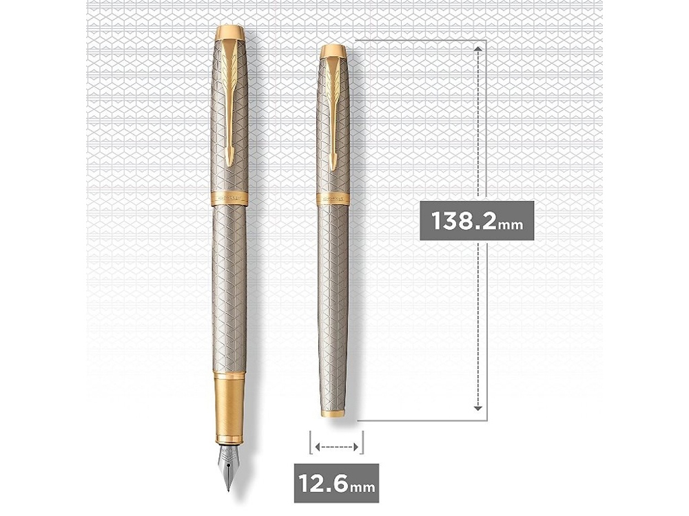 Перьевая ручка Parker IM Premium Warm Silver (grey)  GT, перо: F, цвет чернил: blue, в подарочной упаковке.