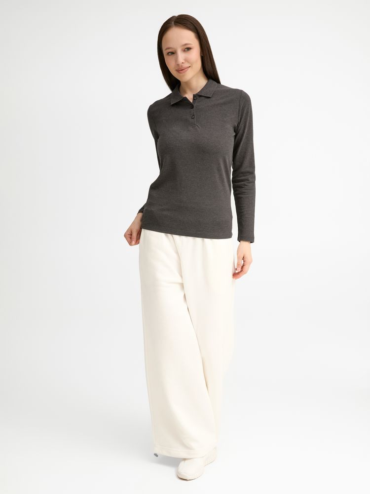 Рубашка поло женская с длинным рукавом Perfect LSL Women черный меланж, размер S