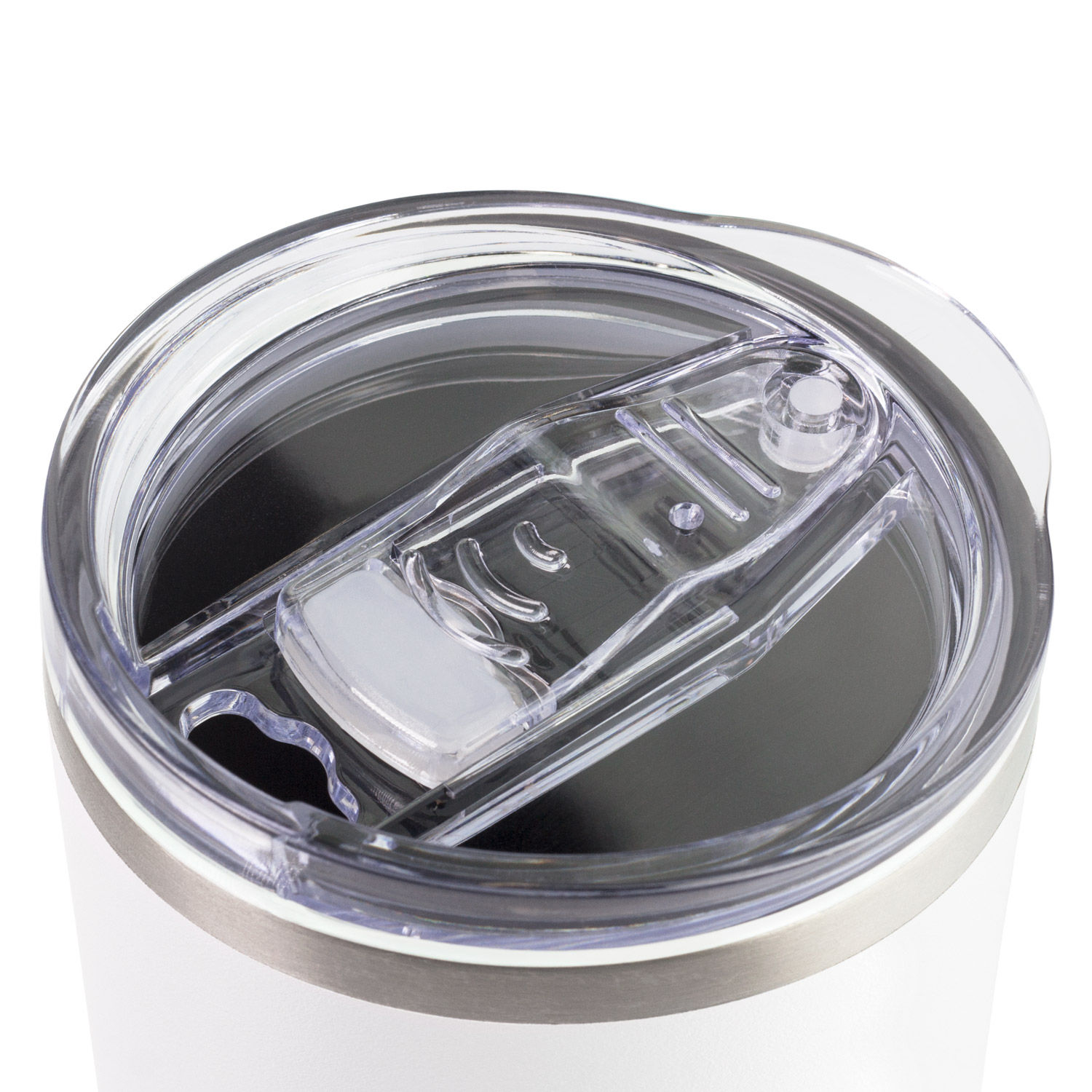 Термокружка вакуумная с керамическим покрытием Arctic, белый/синий — пример нанесения логотипа (Portobello Термокружки) | Print Logo