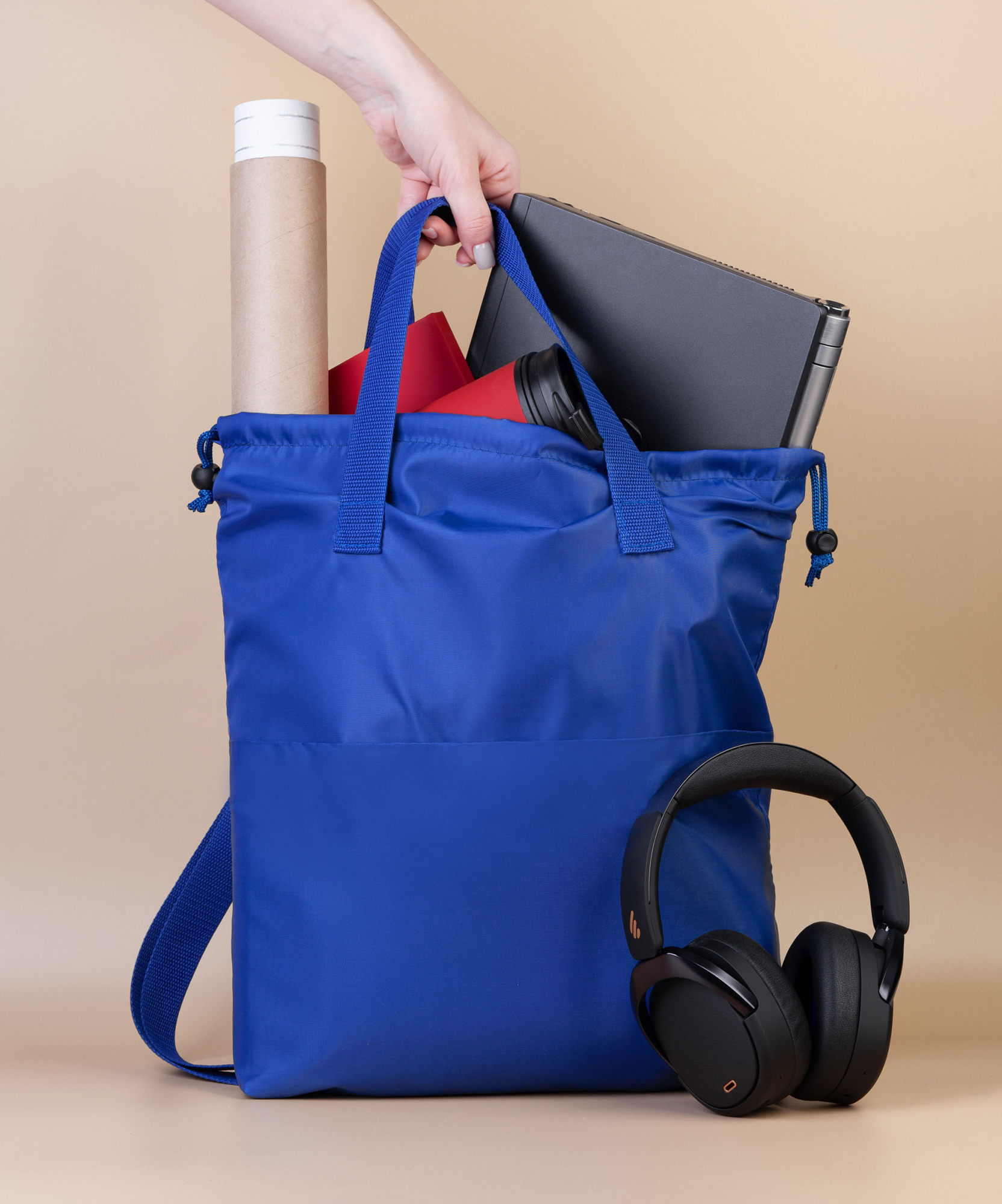 Сумка-рюкзак "Carry", серый с бирюзовым фото на сайте Print Logo.