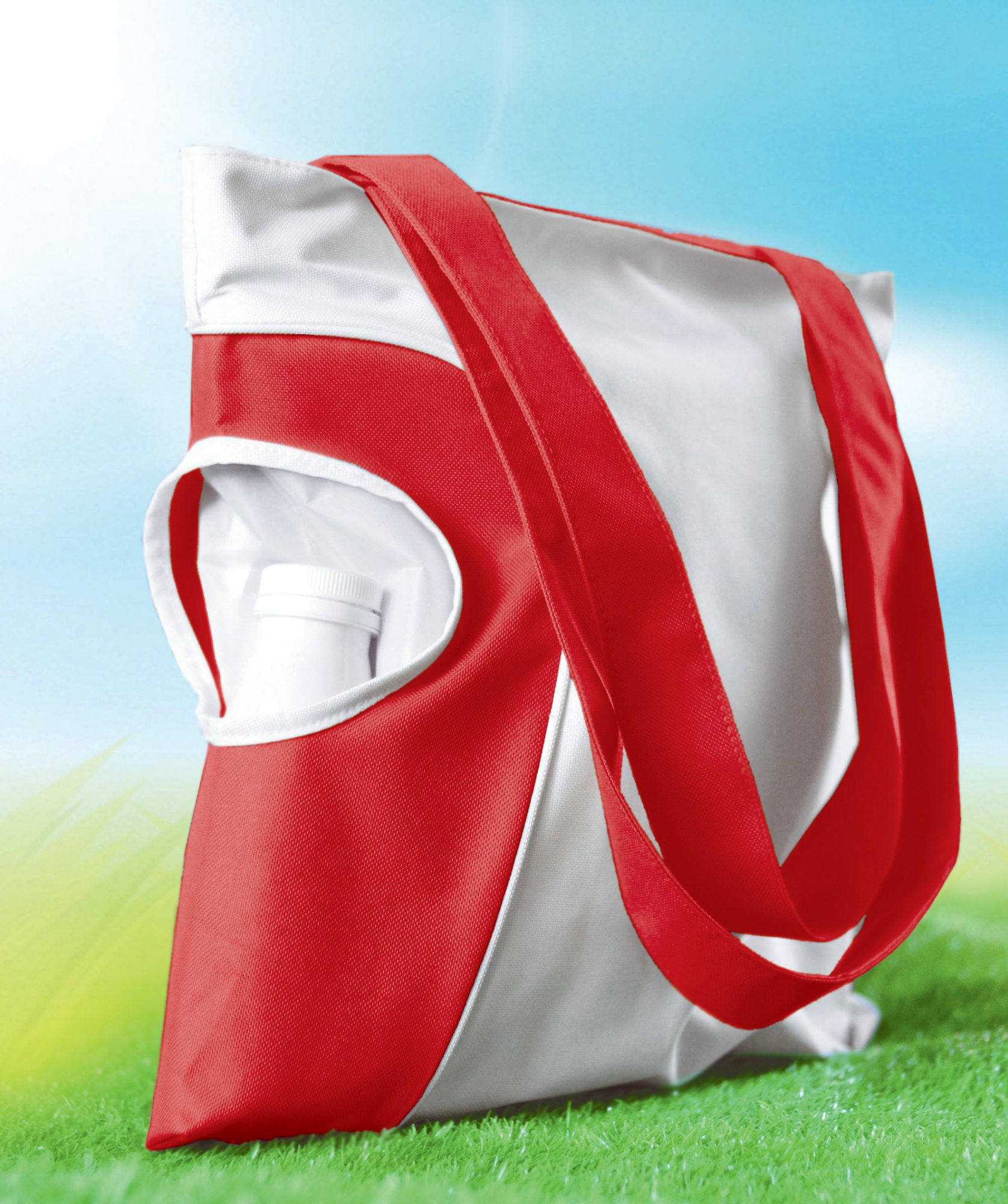 Сумка пляжная "Карибские острова", красная/белая# фото на сайте Print Logo.