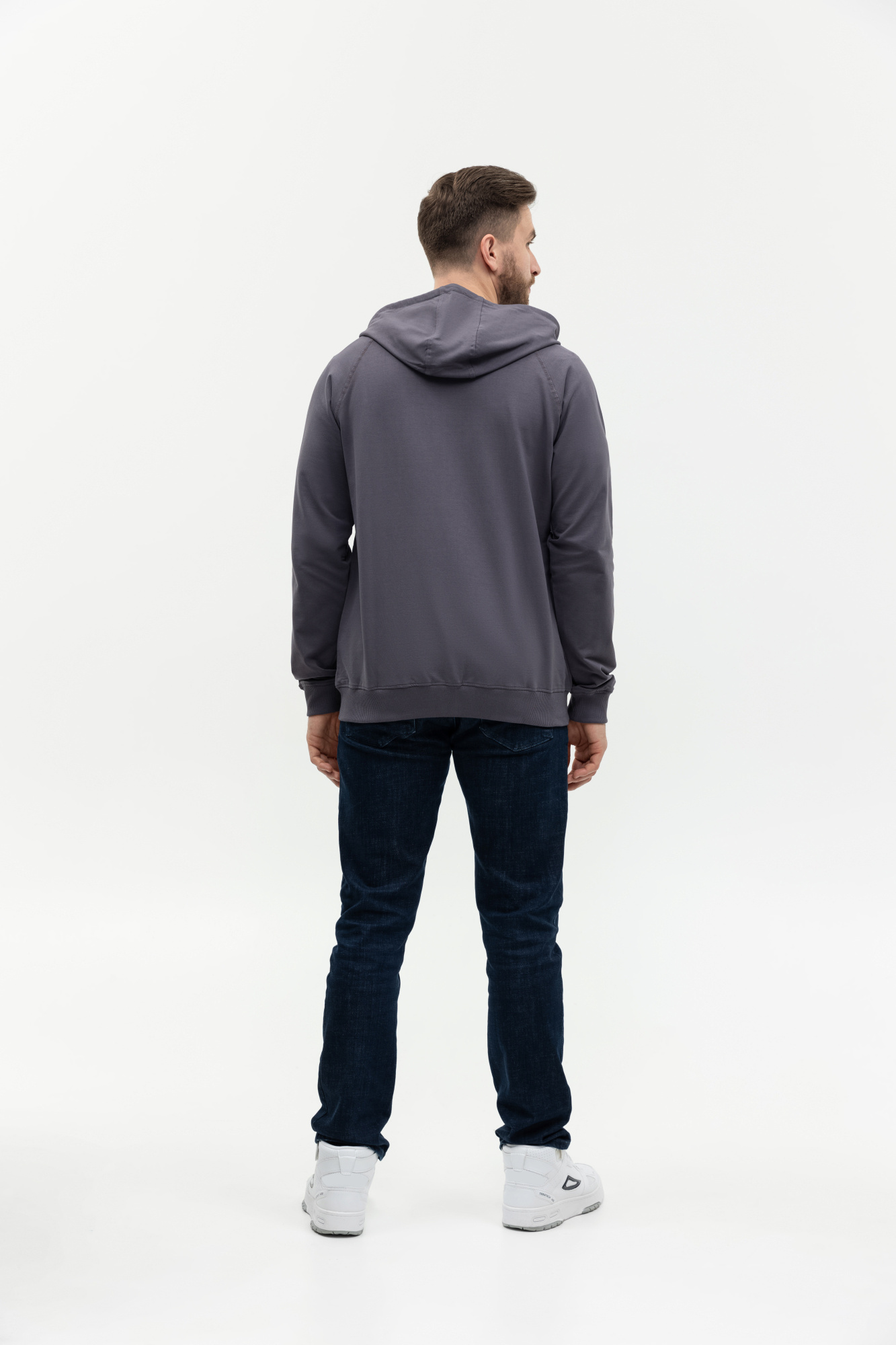 Толстовка мужская STAN с капюшоном на молнии футер без начёса 260, 61, Тёмно-серый,  (100/1)  (48/M)