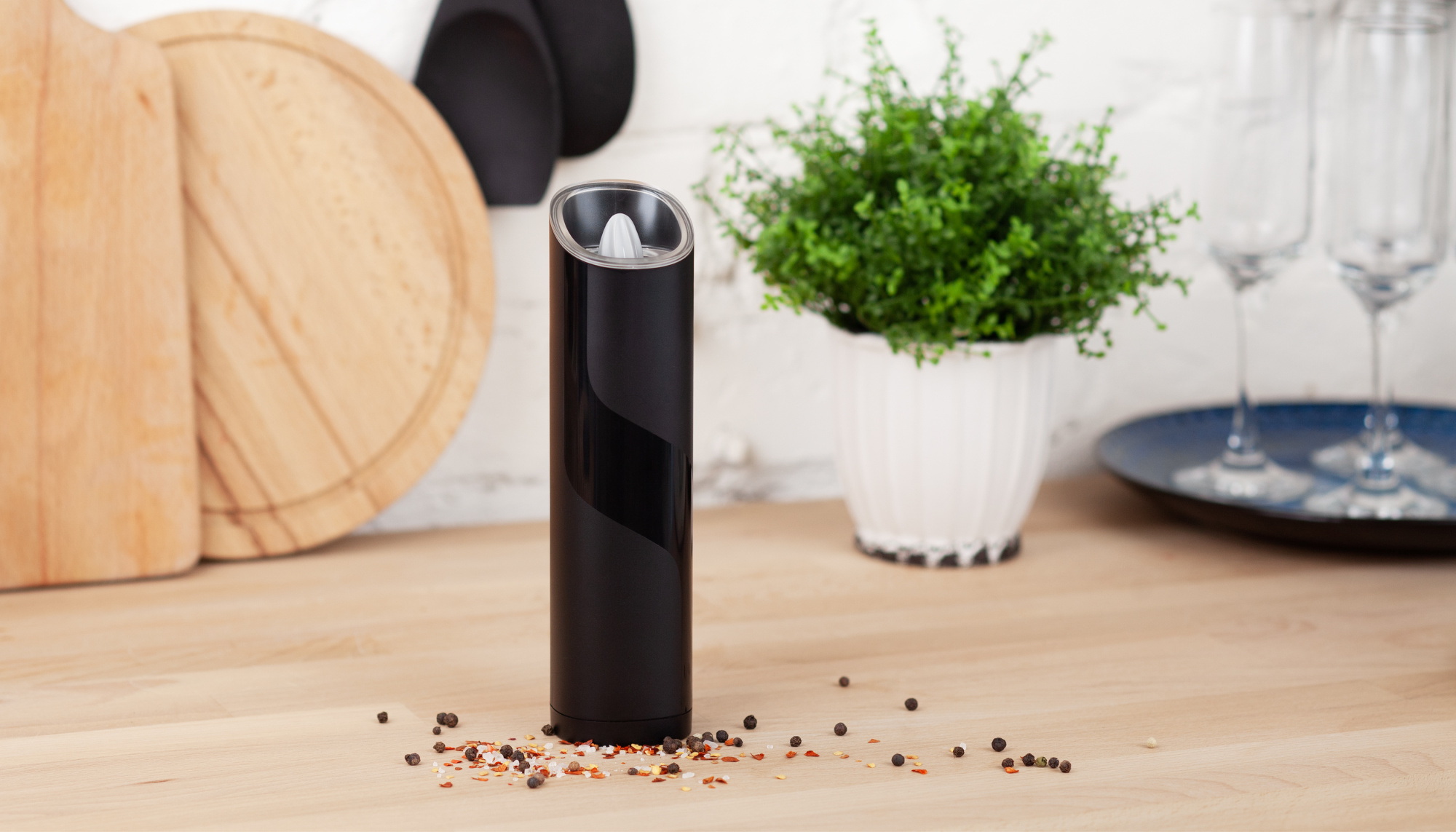 Гравитационная электрическая мельница "Модерн" для специй — пример нанесения логотипа () | Print Logo