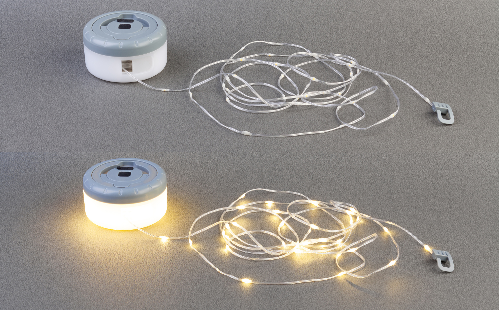 Фонарь-гирлянда "Twinkle" для кемпинга, серый с белым фото на сайте  Print Logo.