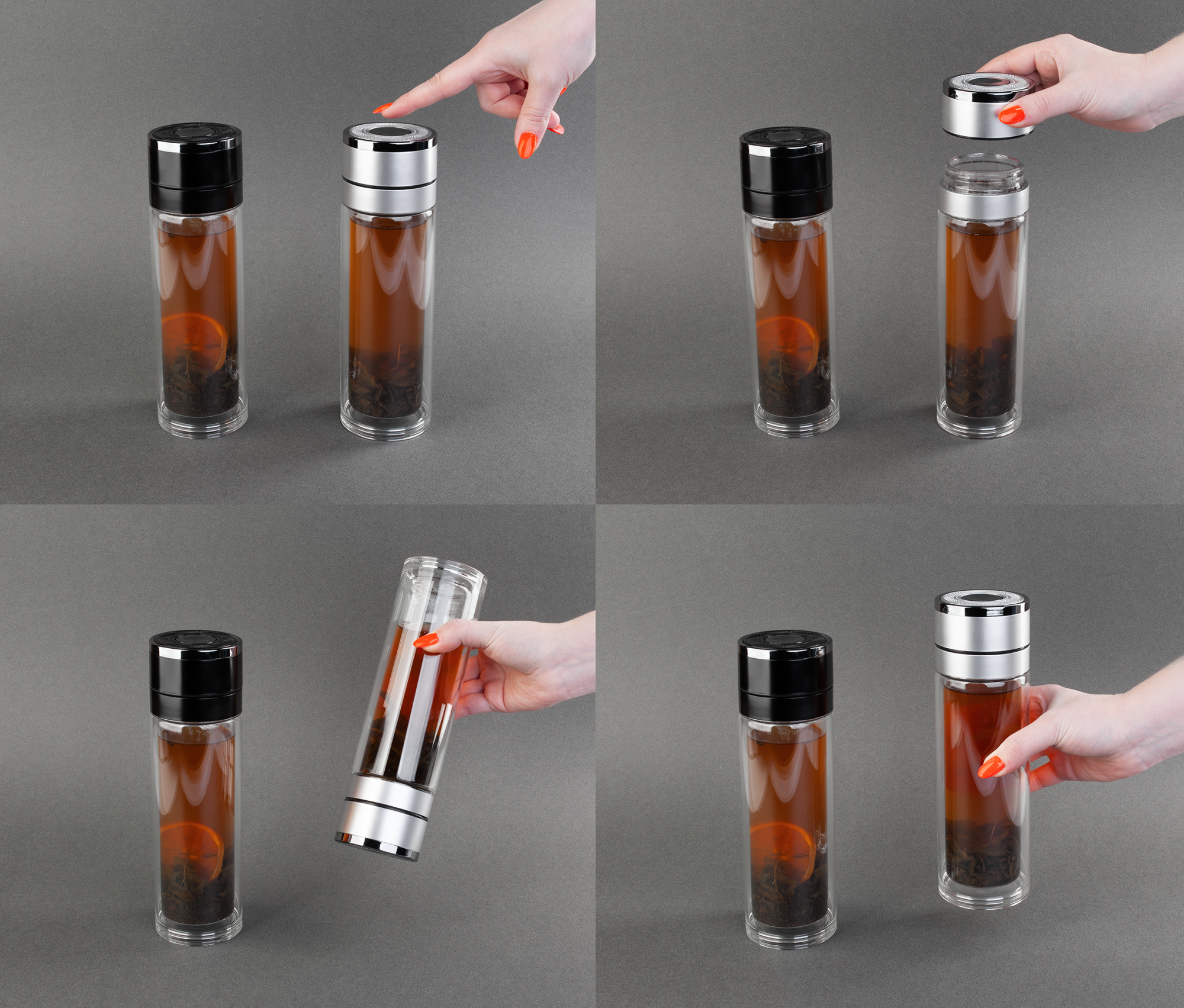 Заварочный термос "Press" 400 мл, серебристый, серебристый