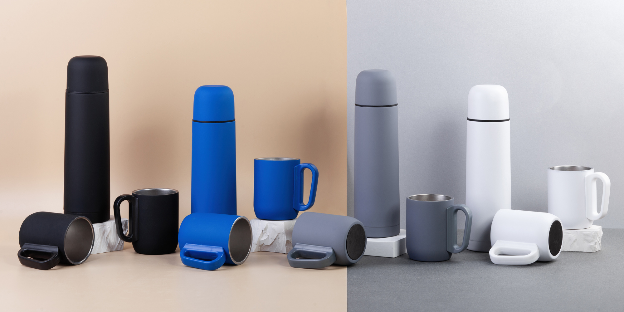 Набор "Гейзер" (термос, 2 кружки), покрытие soft touch фото на сайте Print Logo.